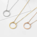 Classic Textured Ring Pendant Stainless Steel Necklace