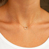 Classic Textured Ring Pendant Stainless Steel Necklace