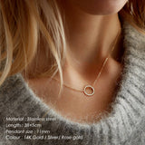 Classic Textured Ring Pendant Stainless Steel Necklace