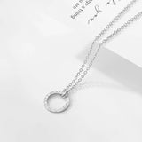 Classic Textured Ring Pendant Stainless Steel Necklace