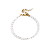 Oval Pearls Stainless Steel Chain Bracelet