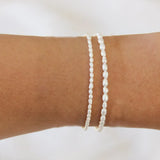 Oval Pearls Stainless Steel Chain Bracelet