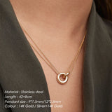 Double Ring Pendant Stainless Steel Necklace