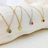 Zirconia Birthstone Stainless Steel Chain Necklace