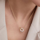 Double Ring Pendant Stainless Steel Necklace