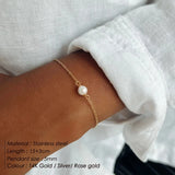 Minimalist Sea Pearl Charm Stainless Steel Bracelets